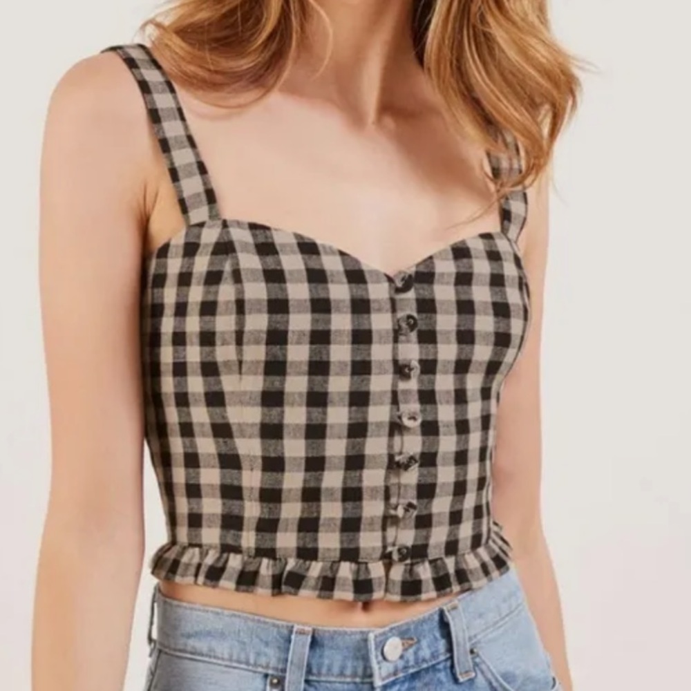 Reformation black beige crop top